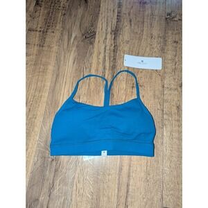 CRZ Yoga Butterluxe Y Back Sports Bra Padded Racerback Blue Medium Workout Top